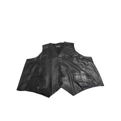 Irvine Park Mens Black Genuine Leather Western Biker Vest Big & Tall 4X 4XBT - Thumbnail 12