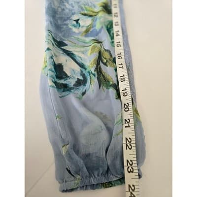 Susan Graver Women's Floral V-Neck Long Sleeve Semi-Sheer Tunic Blouse Blue - Thumbnail 9