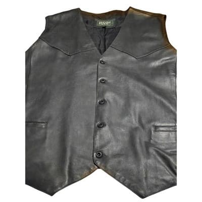 Irvine Park Mens Black Genuine Leather Western Biker Vest Big & Tall 4X 4XBT - Thumbnail 8