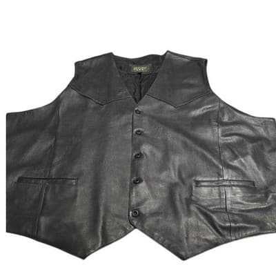 Irvine Park Mens Black Genuine Leather Western Biker Vest Big & Tall 4X 4XBT - Image 1