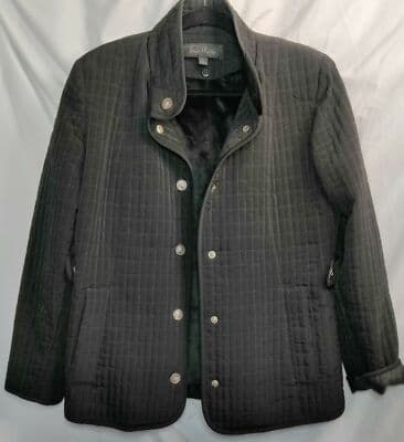 Taylor Marco Womens Puffer Polyester Faux Jacket Button Black Size Medium - Image 1