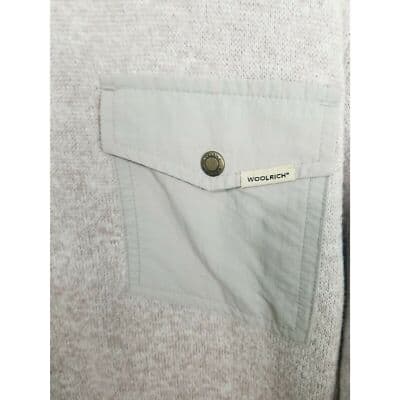 Woolrich Mens Oatmeal Drifter 1/4 Button Fleece Collared Sweater Size Medium - Thumbnail 3