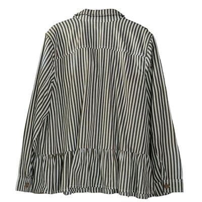 Denim & Co. Women Striped Point Collar Button Peplum Jacket Warm Tan Sz XL NWOT - Thumbnail 3