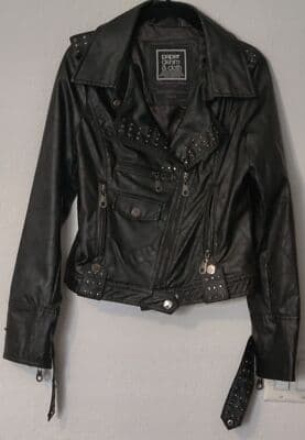 Faux Black Leather Paper Denim & Cloth Stur Jacket Size Small - Thumbnail 4