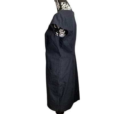 Dressbarn Petite Beaded Sheath Dress Blue Knee Length Size 12P Short Sleeve - Thumbnail 2