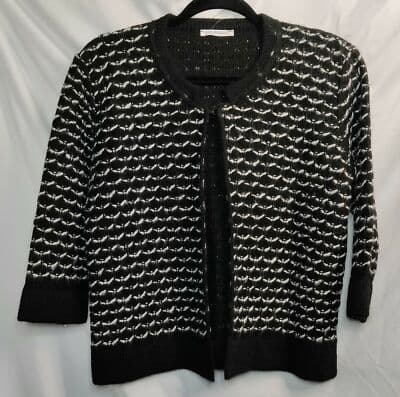 Nara Maglie Italy Alpaca Wool Blend Cardigan Black/White Womens Size M/L - Image 1