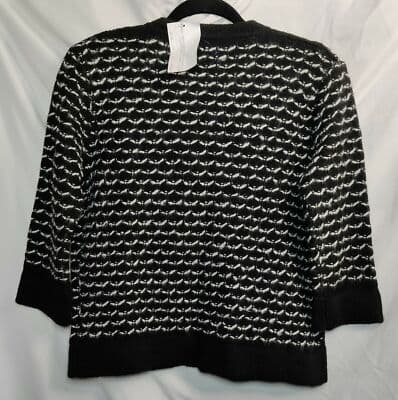 Nara Maglie Italy Alpaca Wool Blend Cardigan Black/White Womens Size M/L - Thumbnail 3