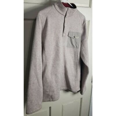 Woolrich Mens Oatmeal Drifter 1/4 Button Fleece Collared Sweater Size Medium - Thumbnail 2