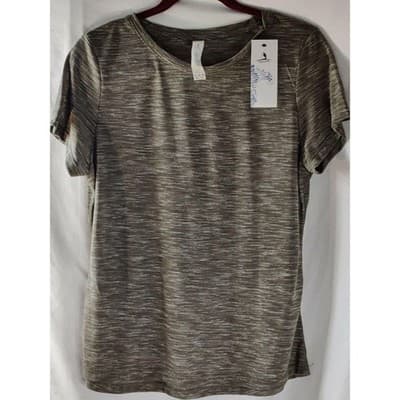 Icyzone Womens Short Sleeve Athletic T-Shirt Round Neck Pullover Gray Size Large - Image 1