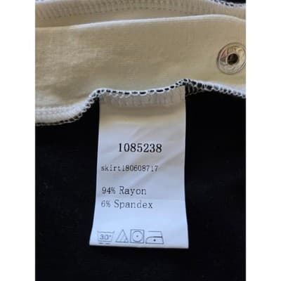 SHEIN Womens 1XL Black Midi Skirt White Snap Button Accent Casual Comfy - Thumbnail 4