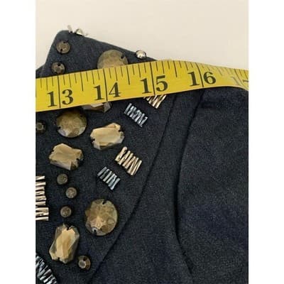 Dressbarn Petite Beaded Sheath Dress Blue Knee Length Size 12P Short Sleeve - Thumbnail 8