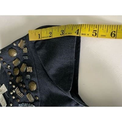 Dressbarn Petite Beaded Sheath Dress Blue Knee Length Size 12P Short Sleeve - Thumbnail 10