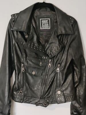Faux Black Leather Paper Denim & Cloth Stur Jacket Size Small - Thumbnail 9