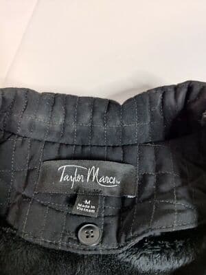Taylor Marco Womens Puffer Polyester Faux Jacket Button Black Size Medium - Thumbnail 7