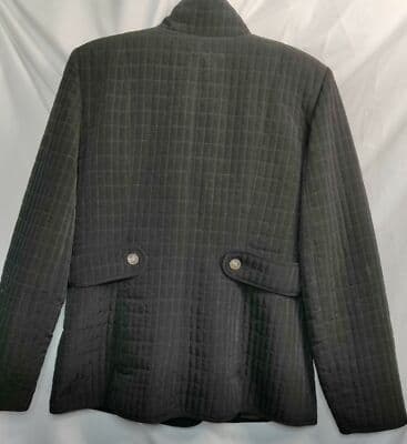 Taylor Marco Womens Puffer Polyester Faux Jacket Button Black Size Medium - Thumbnail 3