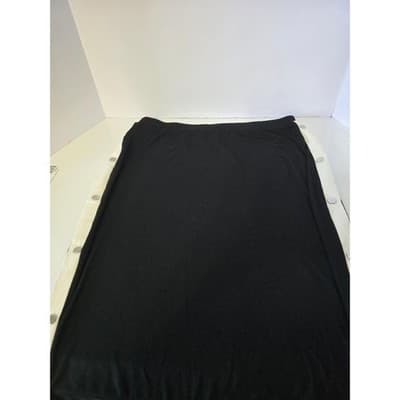 SHEIN Womens 1XL Black Midi Skirt White Snap Button Accent Casual Comfy - Thumbnail 5