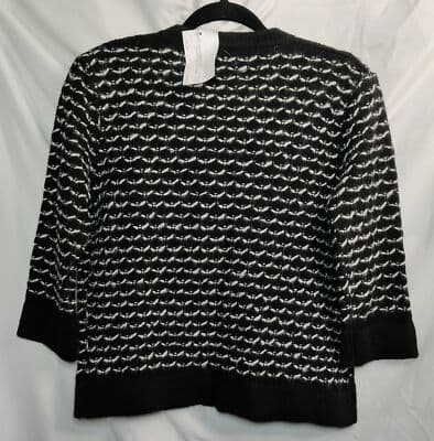 Nara Maglie Italy Alpaca Wool Blend Cardigan Black/White Womens Size M/L - Thumbnail 4