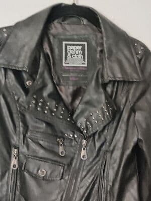Faux Black Leather Paper Denim & Cloth Stur Jacket Size Small - Thumbnail 2