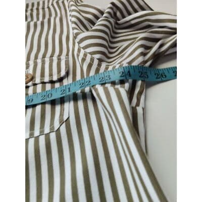 Denim & Co. Women Striped Point Collar Button Peplum Jacket Warm Tan Sz XL NWOT - Thumbnail 7