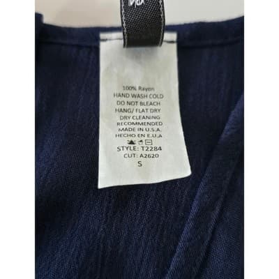 Navy Blue Sleeveless Tank Top Flowy Blouse Button Back Casual Summer Womens - Thumbnail 12