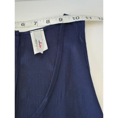 Navy Blue Sleeveless Tank Top Flowy Blouse Button Back Casual Summer Womens - Thumbnail 8
