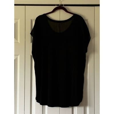 Ambiance Apparel Women's Black Cap Sleeve Blouse Size 1X Casual Spring Top - Thumbnail 3