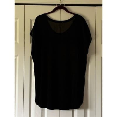 Ambiance Apparel Women's Black Cap Sleeve Blouse Size 1X Casual Spring Top - Thumbnail 7