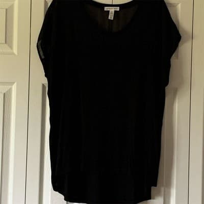 Ambiance Apparel Women's Black Cap Sleeve Blouse Size 1X Casual Spring Top - Image 1