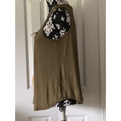Large Olive Green Tassel Tank Top Sleeveless Casual Summer Boho C.u.k.y. Women's - Thumbnail 6