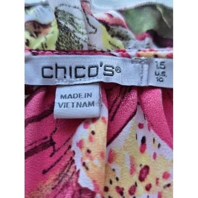 Chicos Floral Print Long Sleeve Tiered Ruffle Dress Midi Size 1 - Thumbnail 8