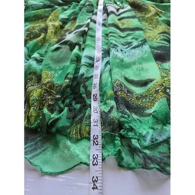 Swim & Smile Green Animal Print Sheer Kaftan Tunic Cover Up Top XL - Thumbnail 7