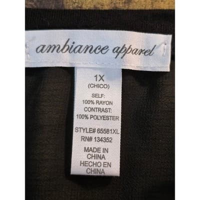 Ambiance Apparel Women's Black Cap Sleeve Blouse Size 1X Casual Spring Top - Thumbnail 8