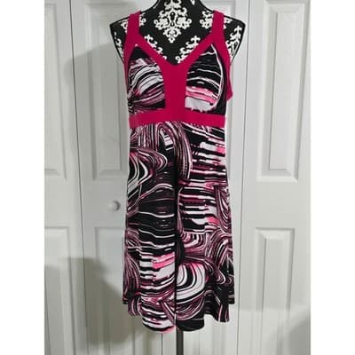 Tek Gear DryTek Womens XL Pink Black Abstract Swirl Strappy Back Athletic Dress - Image 1