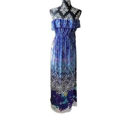 Heart Soul Womens Small Strapless Multicolored Blue/Yellow/Pink/White Maxi - Thumbnail 10