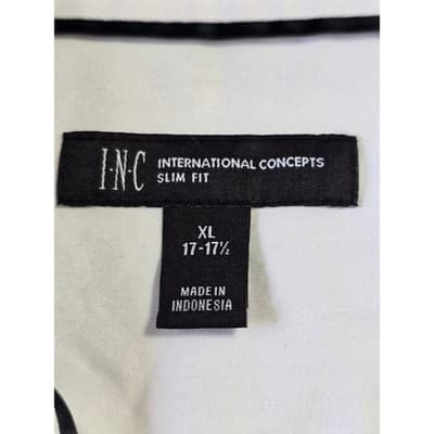 INC International Concepts Mens White Slim Fit Dress Shirt XL Textured Button Up - Thumbnail 3