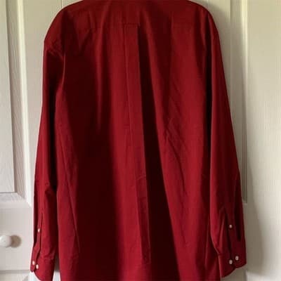 Stafford Men's XL Red Long Sleeve Dress Shirt Easy-Care Broadcloth - Thumbnail 4