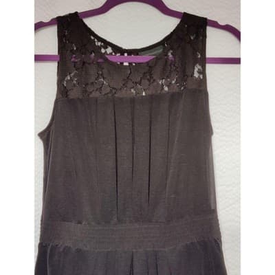 Vtg. Worthington Black Lace Peplum Top With Sheer Crepe, Sleeveless - Thumbnail 2