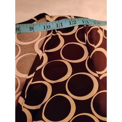 One Clothing Brown Geometric Circle Print Faux Wrap Midi Dress 3/4 Sleeve - Thumbnail 4