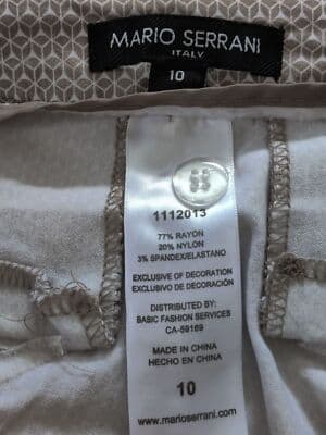 Mario Serrani Italy Bermuda Shorts 10 Women Tan White Geometric Pockets - Thumbnail 2