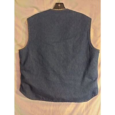 Vintage 60s Come On Strong Denim Vest Large Indigo Deadstock Fleece Liner USA - Thumbnail 7