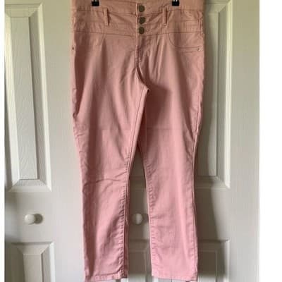 No Boundaries Women's Mid Rise Skinny Pink Jeans Size 13 - Thumbnail 11
