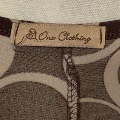 One Clothing Brown Geometric Circle Print Faux Wrap Midi Dress 3/4 Sleeve - Thumbnail 3