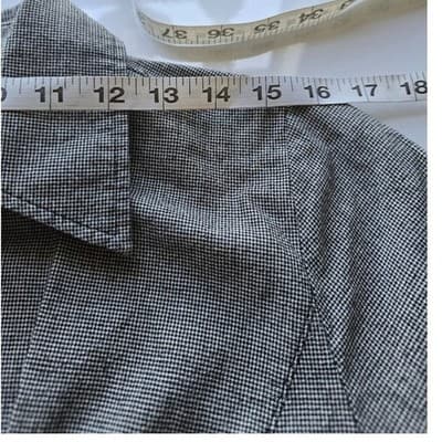So en Button Up Shirt Jacket Gray Black Houndstooth Drawstring Pockets Size 88 - Thumbnail 5