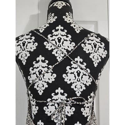 By Together Floral Midi Dress Black White Orange Tie Back L4543 Small - Thumbnail 3