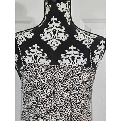 By Together Floral Midi Dress Black White Orange Tie Back L4543 Small - Thumbnail 13