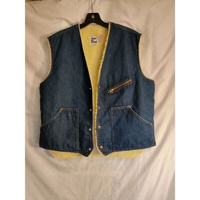 Vintage 60s Come On Strong Denim Vest Large Indigo Deadstock Fleece Liner USA - Thumbnail 9