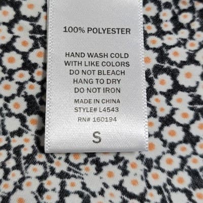 By Together Floral Midi Dress Black White Orange Tie Back L4543 Small - Thumbnail 5