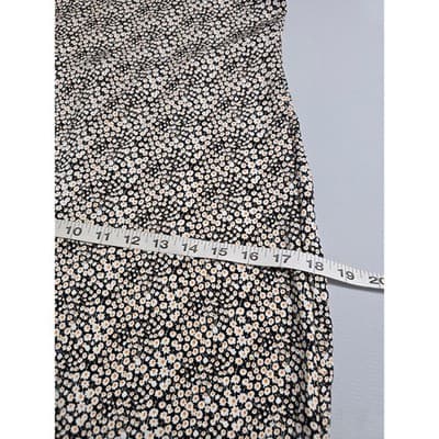 By Together Floral Midi Dress Black White Orange Tie Back L4543 Small - Thumbnail 9