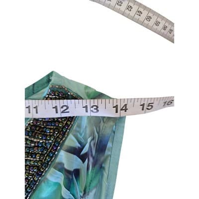 One World Teal Green Abstract Beaded V-Neck Maxi Dress Sleeveless Small - Thumbnail 6