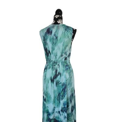 One World Teal Green Abstract Beaded V-Neck Maxi Dress Sleeveless Small - Thumbnail 14